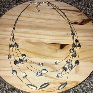 AVENUE Silver Multi-Strand Skipping Stones Necklace 22” VINTAGE